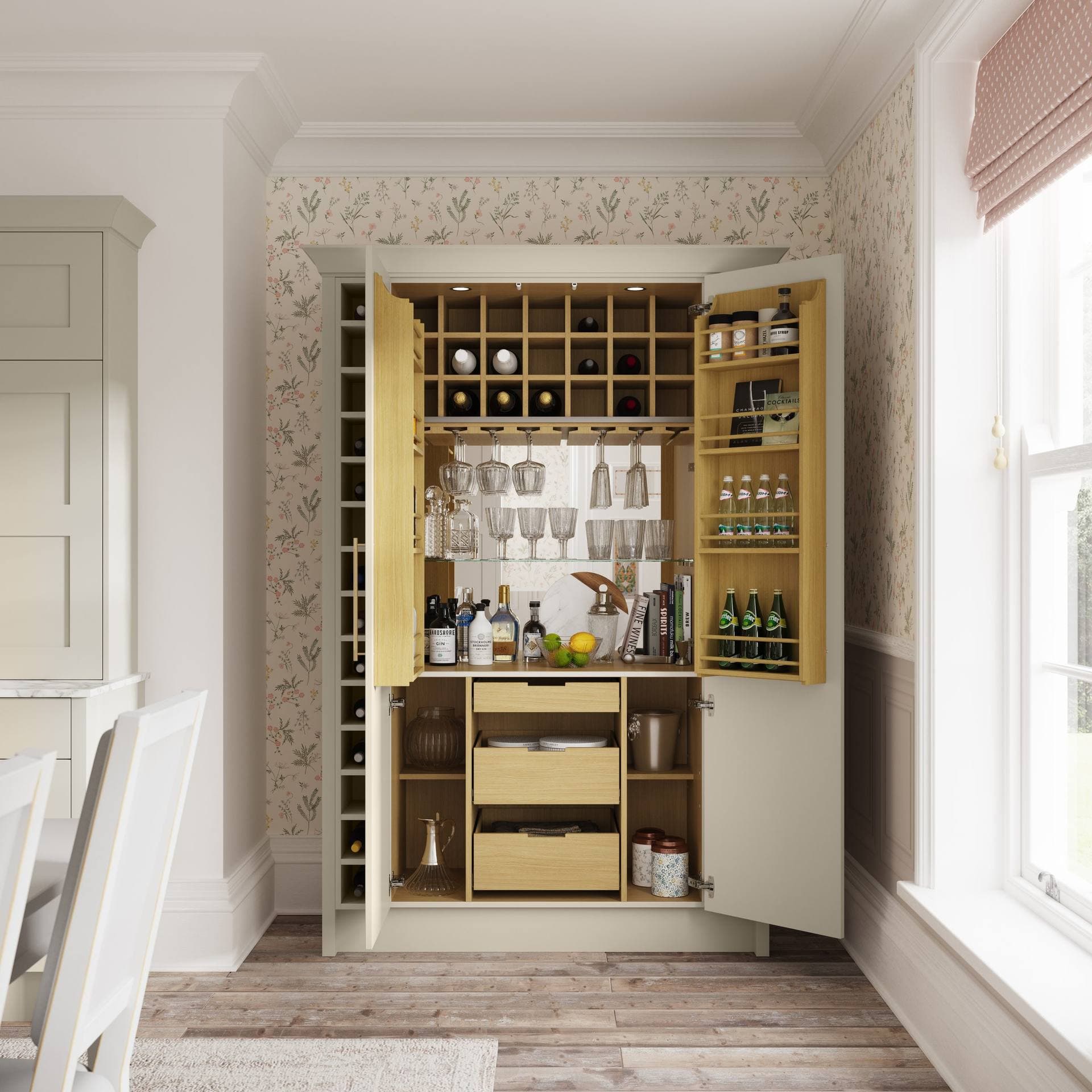 Mottram kitchen, Harbour cabinetry with brass accents
